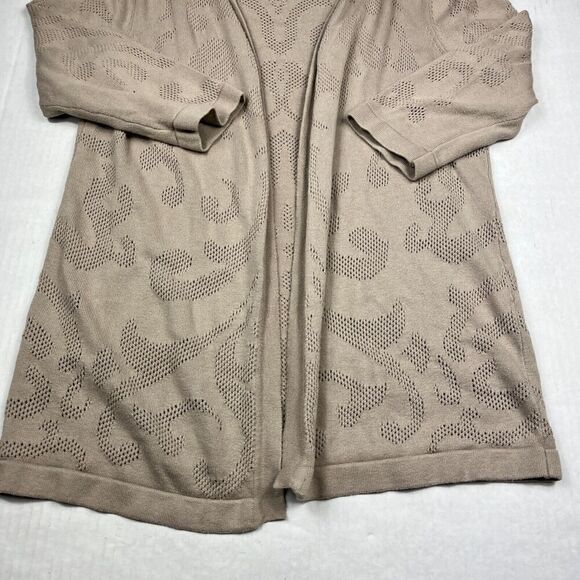 Chicos Cardigan Beige Long Sleeve Casual Work Open Front Knit Sweater 2 LARGE - Picture 2 of 12